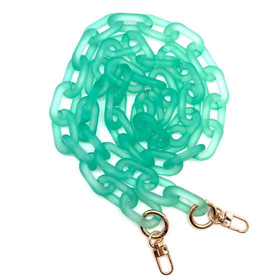 Cthru Purses - Frosted Acrylic Chains 2 Sizes - Assorted Colors: Short Shoulder 23.6 inches / Blue
