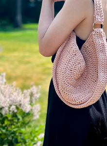  Hand-Crochet: The Amalfi - Striped Shoulder Bag in Peach