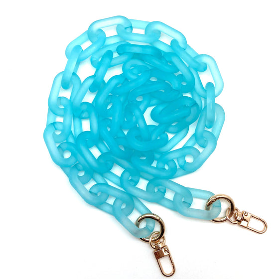 Bag Strap - Frosted Acrylic Chains 2 Sizes - Assorted Colors: Short Shoulder 23.6 inches / Blue