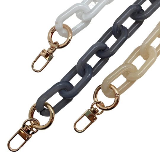 Bag Strap - Marble & Frosted Acrylic Chains 2 Sizes - Assorted Colors: Crossbody 47.25 inches / Marble Grey