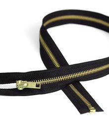  Zipper: 20" Open End Brass Zipper - Black