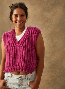  Hand-Knit: The Ava - Hand-Knit Merino Rib Vest Size 1 (Small)