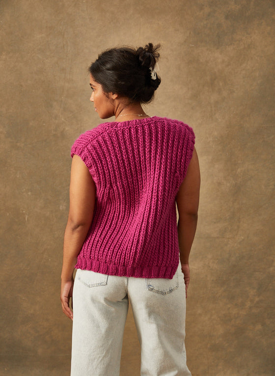 SALE: The Ava - Hand-Knit Merino Rib Vest Size 1 (Small)