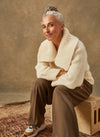 The Penelope - Hand-Knit Shawl Collar Jacket in Sugar (Size 4-6)
