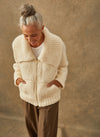 The Penelope - Hand-Knit Shawl Collar Jacket in Sugar (Size 4-6)