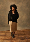 The Penelope - Hand-Knit Shawl Collar Jacket in Caviar (Size 14-16)