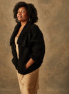 The Penelope - Hand-Knit Shawl Collar Jacket in Caviar (Size 14-16)