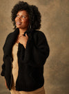 The Penelope - Hand-Knit Shawl Collar Jacket in Caviar (Size 14-16)