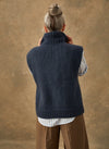 Hand-Knit: Collared Zip-up Vest in Blueberry Size 2 (Medium)