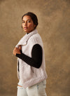 Hand-Knit: Collared Zip-up Vest in Moonlight Size 1 (Small)