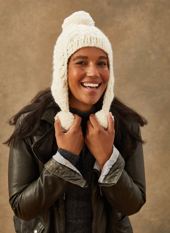 SALE: The Dubliner - Cabled Pom Pom Trapper Hat