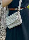 The Roma - Crochet Crossbody Bag in Grey/Cream