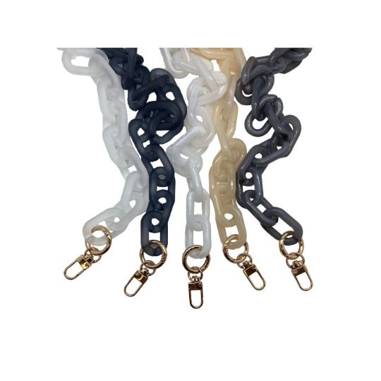 Bag Strap - Marble & Frosted Acrylic Chains 2 Sizes - Assorted Colors: Short Shoulder 23.6 inches / Marble Butter