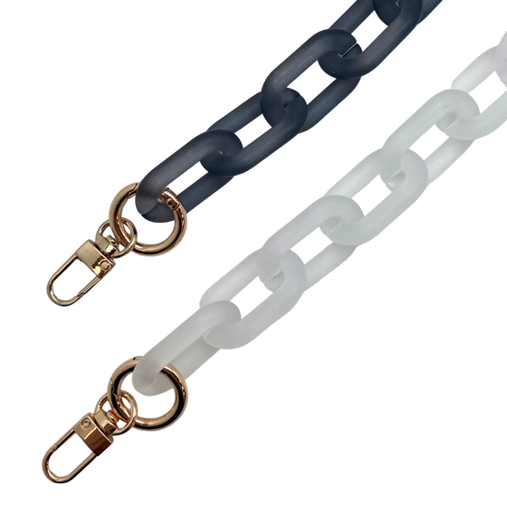 Bag Strap - Marble & Frosted Acrylic Chains 2 Sizes - Assorted Colors: Crossbody 47.25 inches / Marble Grey