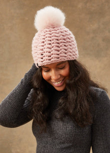  Hand-Knit: The Noho - Fitted Beanie with Alpacal Pom Pom