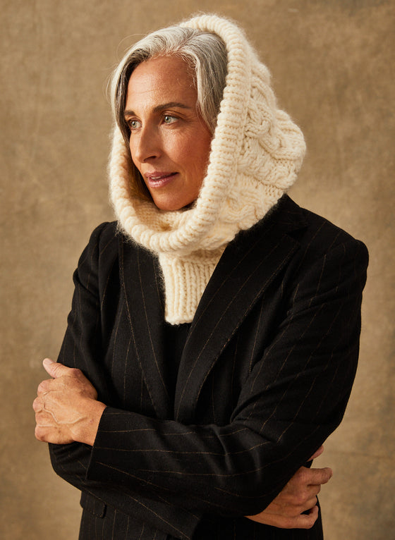 Hand-Knit: The Waterford - Hooded Cable Cowl