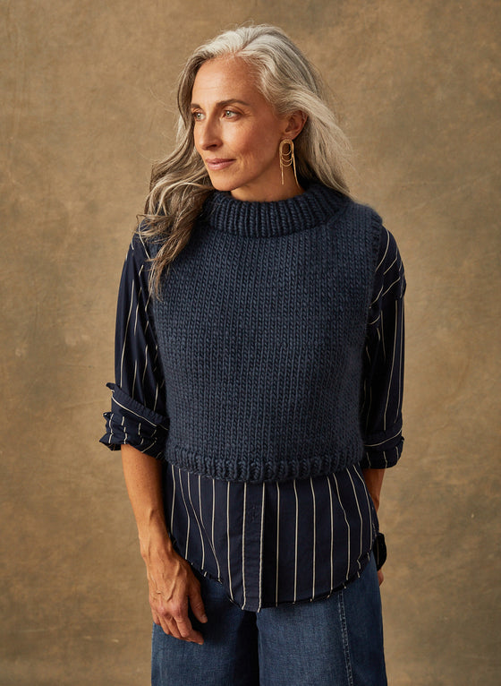 Hand-Knit: The Kacy - Cropped Pullover Vest in Merino
