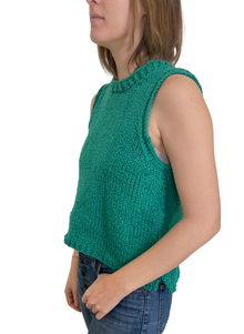  SAMPLE - Hand-Knit: High Neck Textured Cotton Tank - Size S/M