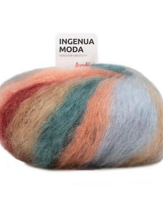 Ingenua Moda - Striping Mohair - 105 Honey, Blue, Teal