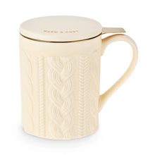  Tea Set: Cable Knit Ceramic Mug & Infuser Set