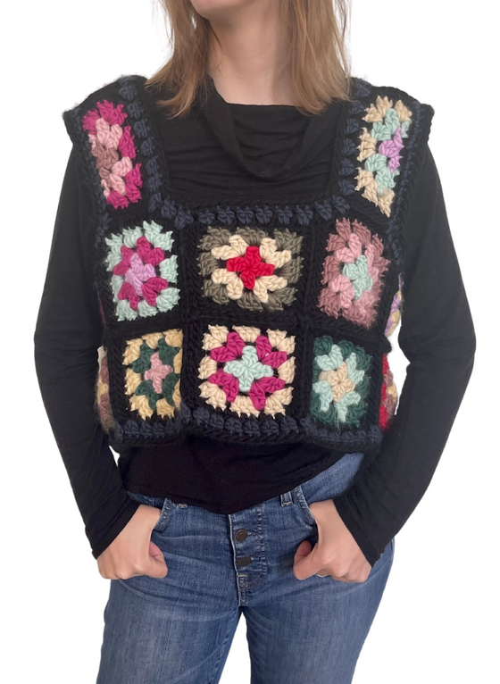 SAMPLE: Granny Square Neckline - Crochet Vest (M/L)