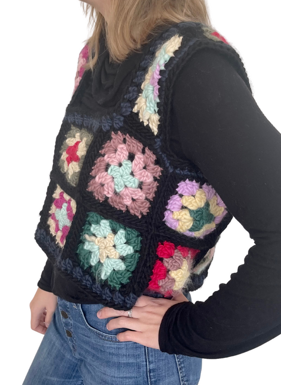 SAMPLE: Granny Square Neckline - Crochet Vest (M/L)