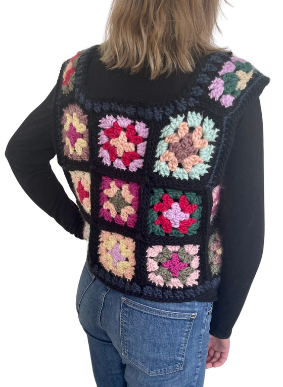 SAMPLE: Granny Square Neckline - Crochet Vest (M/L)